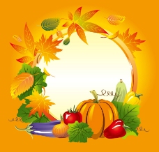 秋天枫叶蔬菜边框背景图片