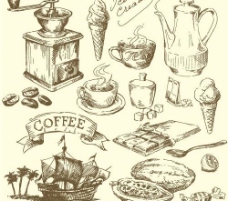 茶手绘食物图片