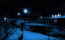下雪的夜景图片