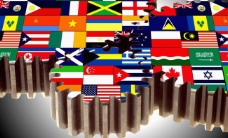 世界国旗齿轮上的世界各国国旗图片