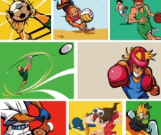 运动卡通手绘卡通体育运动背景卡片图片