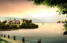 湖畔别墅图片