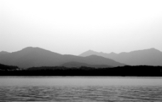 湖光山水 黑白图片