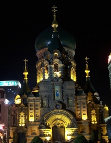 圣教哈尔滨圣索菲亚大教堂的夜晚图片