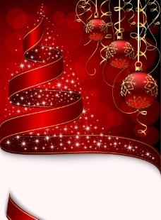 潮流素材动感丝带圣诞树圣诞背景图片