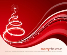 红色动感线条圣诞树图片