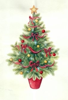 水彩圣诞树图片